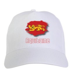 Cappellino bianco Aquitaine Francia bandiera - sportivo ultras, in poliestere, 5 pannelli