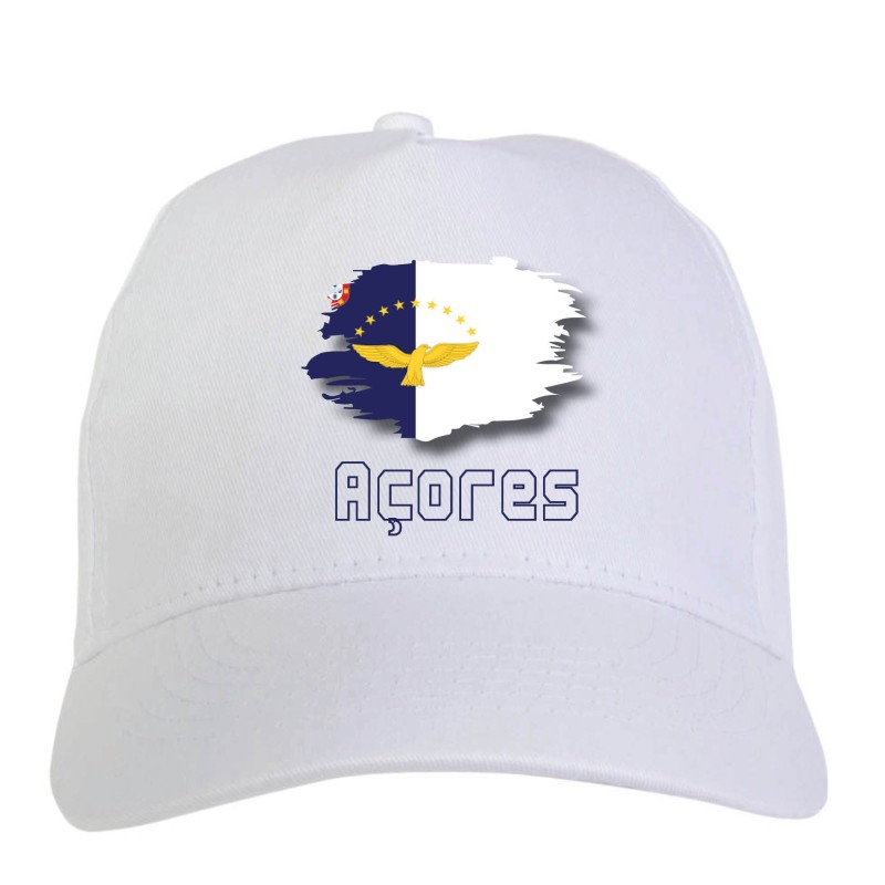 Cappellino bianco Azzorre portogallo bandiera - sportivo ultras, in poliestere, 5 pannelli