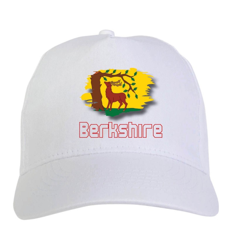 Cappellino bianco Berkshire UK bandiera - sportivo ultras, in poliestere, 5 pannelli