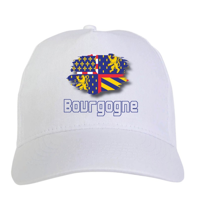 Cappellino bianco Bourgogne Francia bandiera - sportivo ultras, in poliestere, 5 pannelli