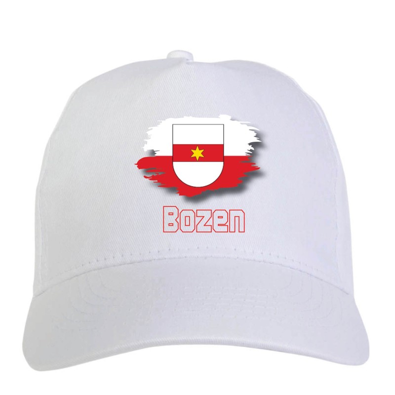 Cappellino bianco Bozen Bolzano Sudtirol bandiera - sportivo ultras, in poliestere, 5 pannelli