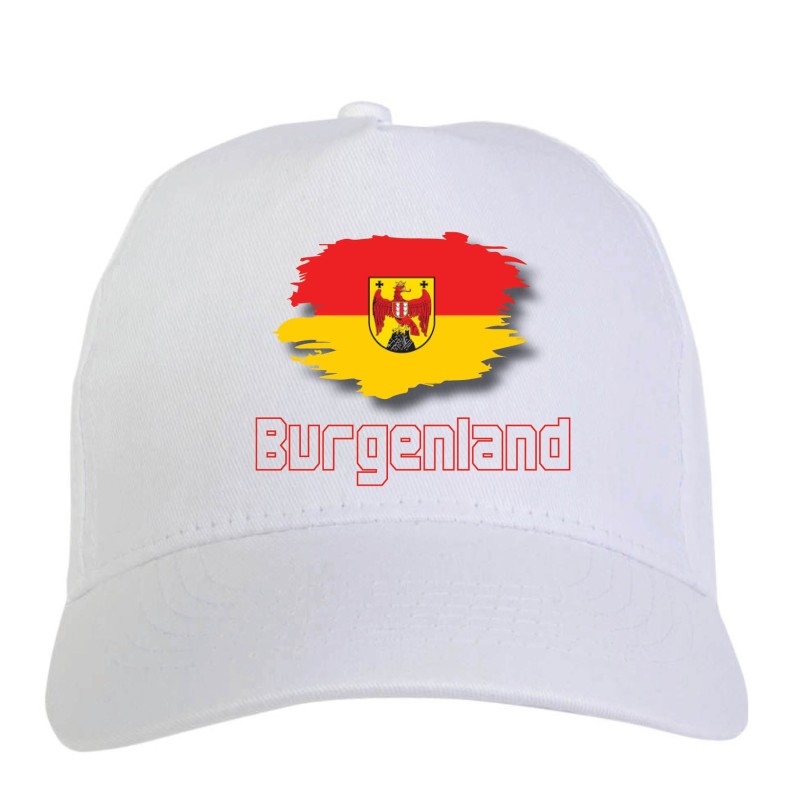 Cappellino bianco Burgenland Austria bandiera - sportivo ultras, in poliestere, 5 pannelli