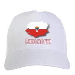 Cappellino bianco Cantabria Spagna bandiera - sportivo ultras, in poliestere, 5 pannelli