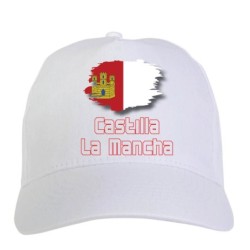 Cappellino bianco Castilla La Mancha Spagna bandiera - sportivo ultras, in poliestere, 5 pannelli