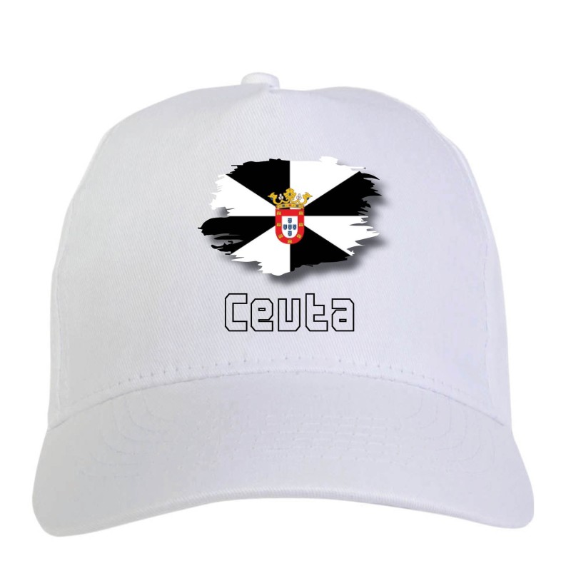 Cappellino bianco Ceuta Spagna bandiera - sportivo ultras, in poliestere, 5 pannelli