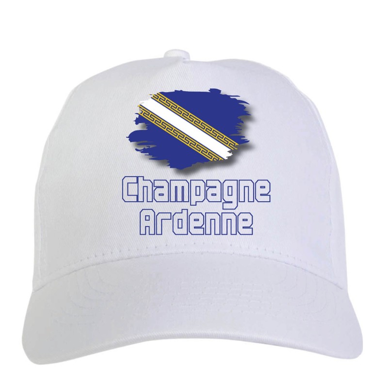 Cappellino bianco Champagne Ardennes Francia bandiera - sportivo ultras, in poliestere, 5 pannelli