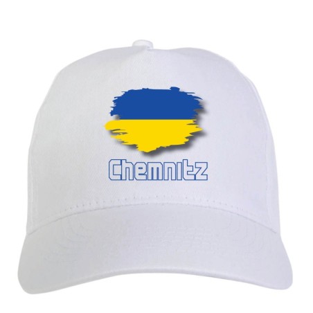 Cappellino bianco Chemnitz Germania bandiera - sportivo ultras, in poliestere, 5 pannelli