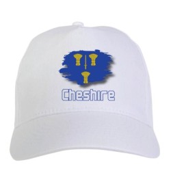 Cappellino bianco Cheshire UK bandiera chiusura - sportivo ultras, in poliestere, 5 pannelli