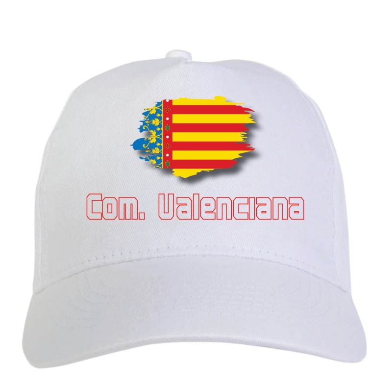 Cappellino bianco Comunidad Valenciana Spagna bandiera - sportivo ultras, in poliestere, 5 pannelli