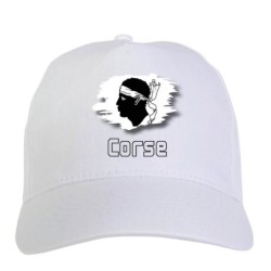 Cappellino bianco Corsica Francia bandiera - sportivo ultras, in poliestere, 5 pannelli 89