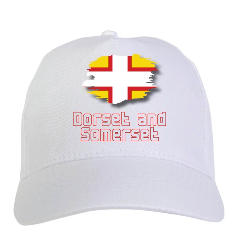 Cappellino bianco Dorset Sommerset UK bandiera - sportivo ultras, in poliestere, 5 pannelli 178