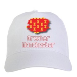 Cappellino bianco greater Manchester UK bandiera - sportivo ultras, in poliestere, 5 pannelli 156