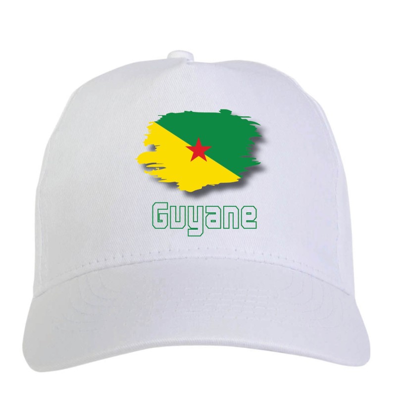 Cappellino bianco Guyane Guyana bandiera - sportivo ultras, in poliestere, 5 pannelli 92