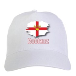 Cappellino bianco Koblenz Germania bandiera - sportivo ultras, in poliestere, 5 pannelli 42