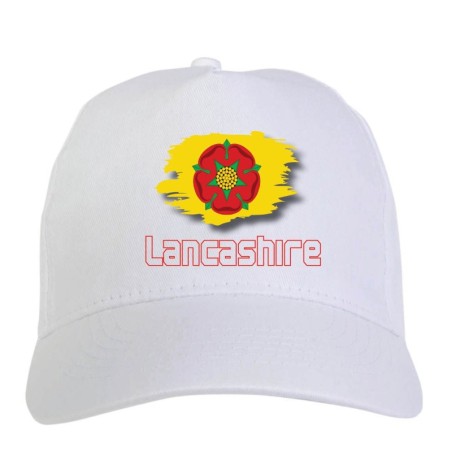 Cappellino bianco Lancashire UK bandiera - sportivo ultras, in poliestere, 5 pannelli 157