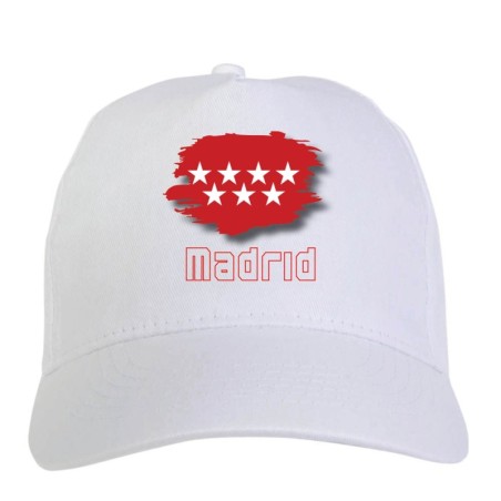 Cappellino bianco Madrid Spagna bandiera - sportivo ultras, in poliestere, 5 pannelli 59