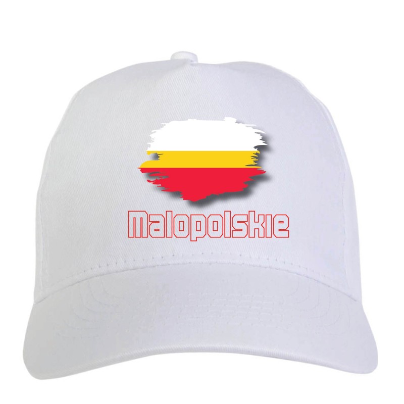 Cappellino bianco Malopolskie Polonia bandiera - sportivo ultras, in poliestere, 5 pannelli 137