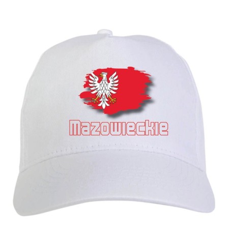 Cappellino bianco Mazowieckie polonia bandiera - sportivo ultras, in poliestere, 5 pannelli 136