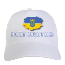 Cappellino bianco Nieder Osterreich Austria bandiera - sportivo ultras, in poliestere, 5 pannelli 128