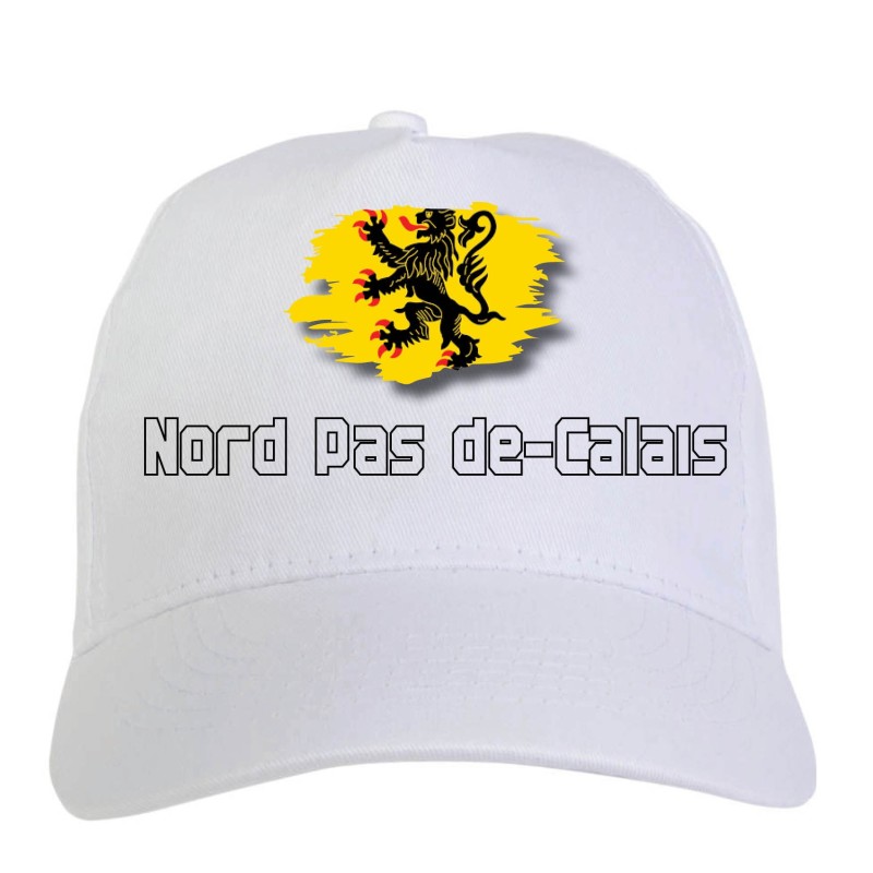 Cappellino bianco Nord pas de Calais Francia bandiera - sportivo ultras, in poliestere, 5 pannelli 77