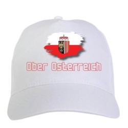 Cappellino bianco Ober Osterreich Austria bandiera - sportivo ultras, in poliestere, 5 pannelli 132