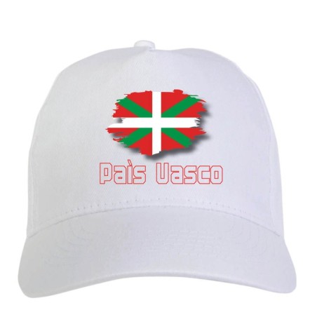 Cappellino bianco Paìs Vasco Paesi Baschi Spagna bandiera - sportivo ultras, in poliestere, 5 pannelli 55