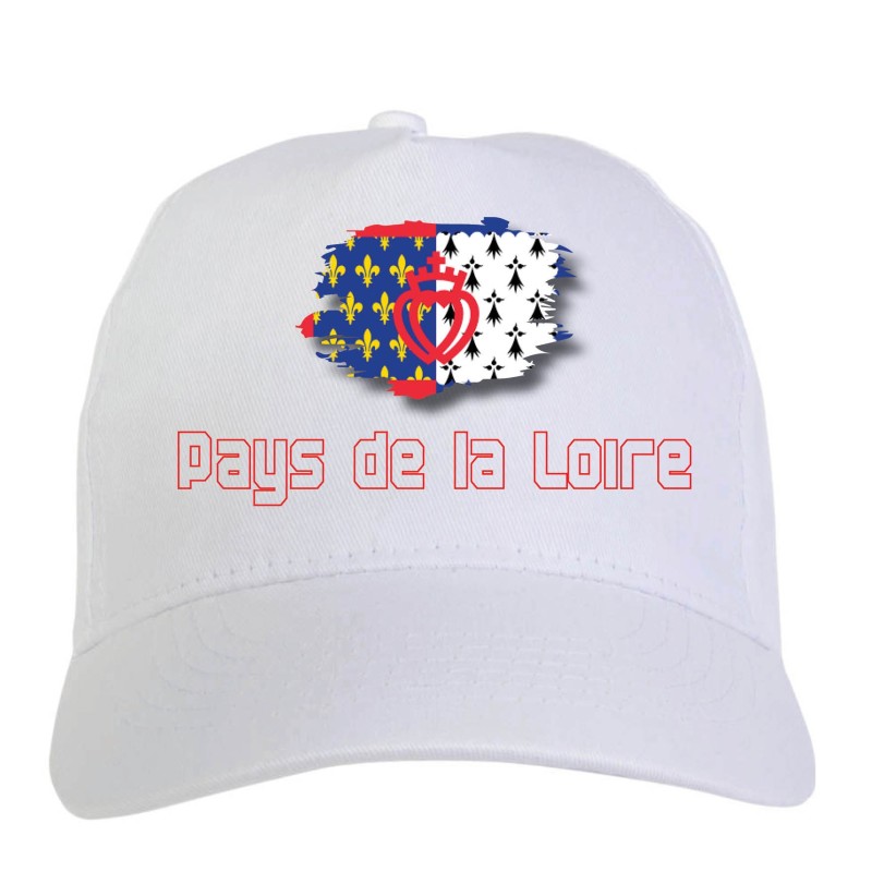 Cappellino bianco pays de la Loire Francia bandiera - sportivo ultras, in poliestere, 5 pannelli 80