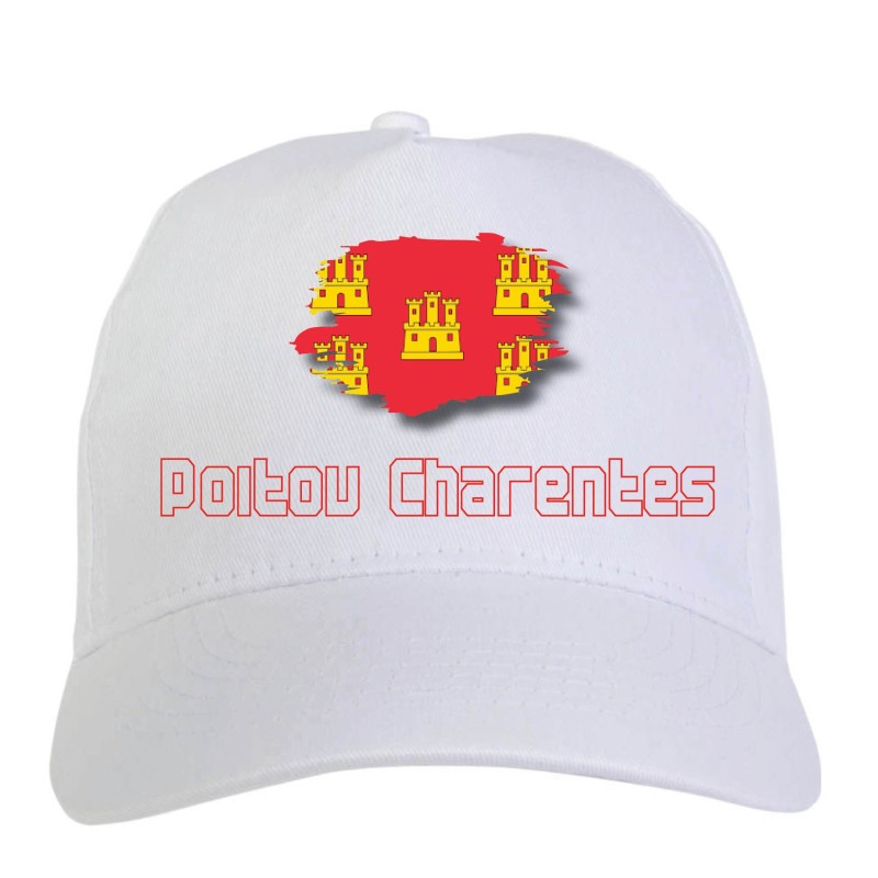 Cappellino bianco poitou Charentes Francia bandiera - sportivo ultras, in poliestere, 5 pannelli 82