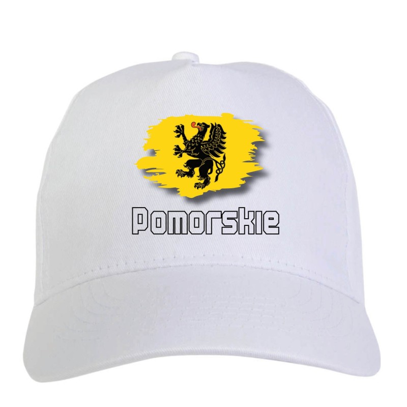 Cappellino bianco Pomorskie Polonia bandiera - sportivo ultras, in poliestere, 5 pannelli 144