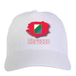 Cappellino bianco regione Abruzzo Italia bandiera - sportivo ultras, in poliestere, 5 pannelli 97