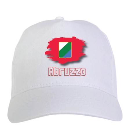 Cappellino bianco regione Abruzzo Italia bandiera - sportivo ultras, in poliestere, 5 pannelli 97