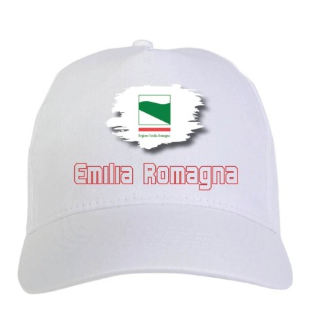 Cappellino bianco regione Emilia Romagna Italia bandiera - sportivo ultras, in poliestere, 5 pannelli 109