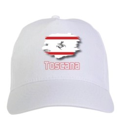 Cappellino bianco regione Toscana Italia bandiera chiusura velcro - sportivo ultras, in poliestere