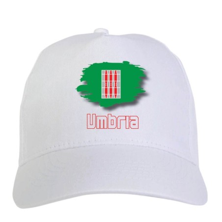 Cappellino bianco regione Umbria Italia bandiera chiusura velcro - sportivo ultras, in poliestere