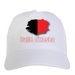 Cappellino bianco regione Valle d'Aosta Italia bandiera chiusura velcro - sportivo ultras, in poliestere