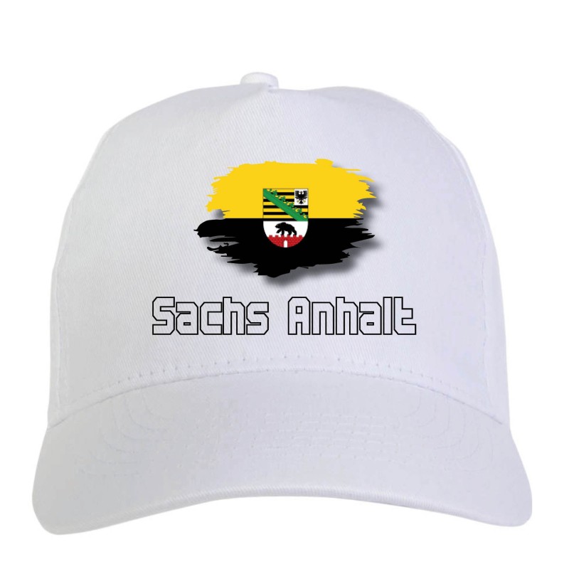 Cappellino bianco sachs Anhalt Germania bandiera chiusura velcro - sportivo ultras, in poliestere