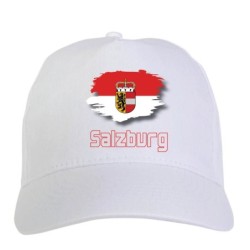 Cappellino bianco Salzburg Salisburgo Austria bandiera chiusura velcro - sportivo ultras, in poliestere