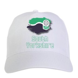 Cappellino bianco South Yorkshire UK bandiera chiusura velcro - sportivo ultras, in poliestere