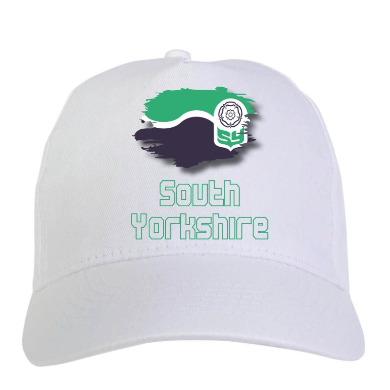 Cappellino bianco South Yorkshire UK bandiera chiusura velcro - sportivo ultras, in poliestere