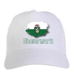 Cappellino bianco Steiermark Austria bandiera chiusura velcro - sportivo ultras, in poliestere