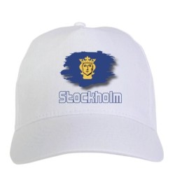 Cappellino bianco Stockolm Svezia bandiera chiusura velcro - sportivo ultras, in poliestere