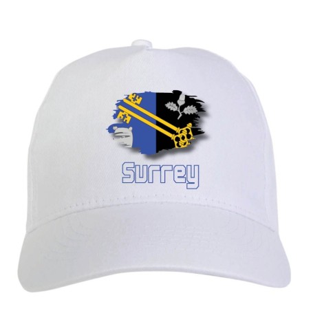 Cappellino bianco Surrey UK bandiera chiusura velcro - sportivo ultras, in poliestere