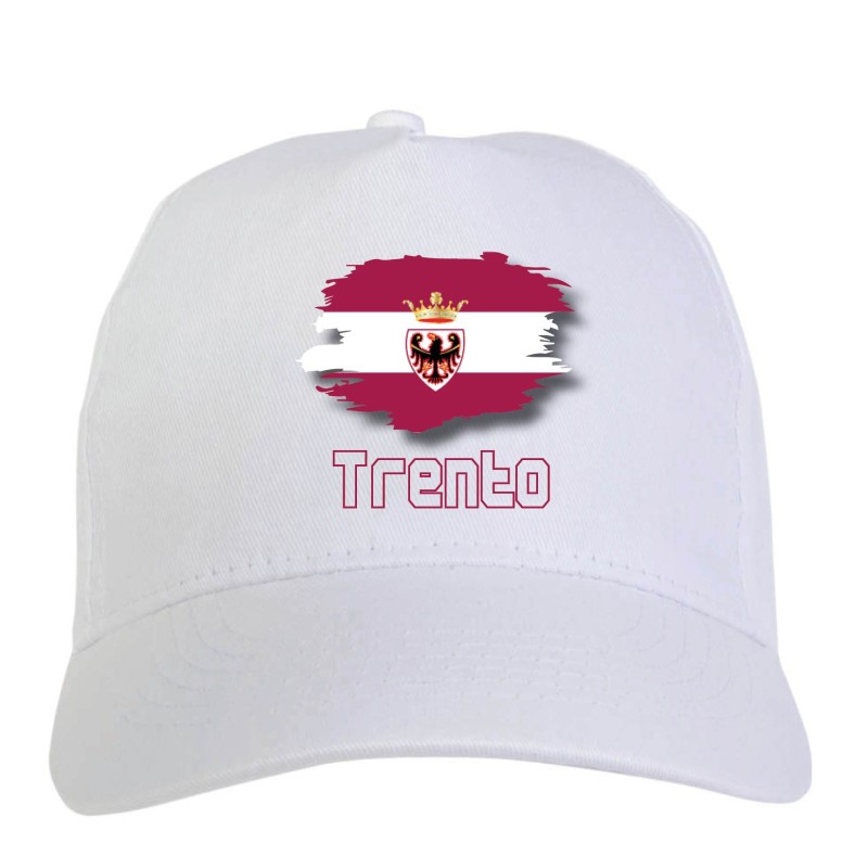 Cappellino bianco Trento Italia bandiera chiusura velcro - sportivo ultras, in poliestere