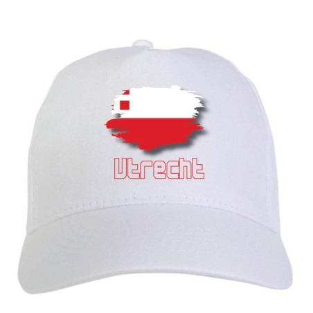 Cappellino bianco Utrecht Olanda bandiera chiusura velcro - sportivo ultras, in poliestere