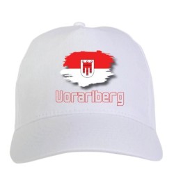 Cappellino bianco Voralberg Austria bandiera chiusura velcro - sportivo ultras, in poliestere