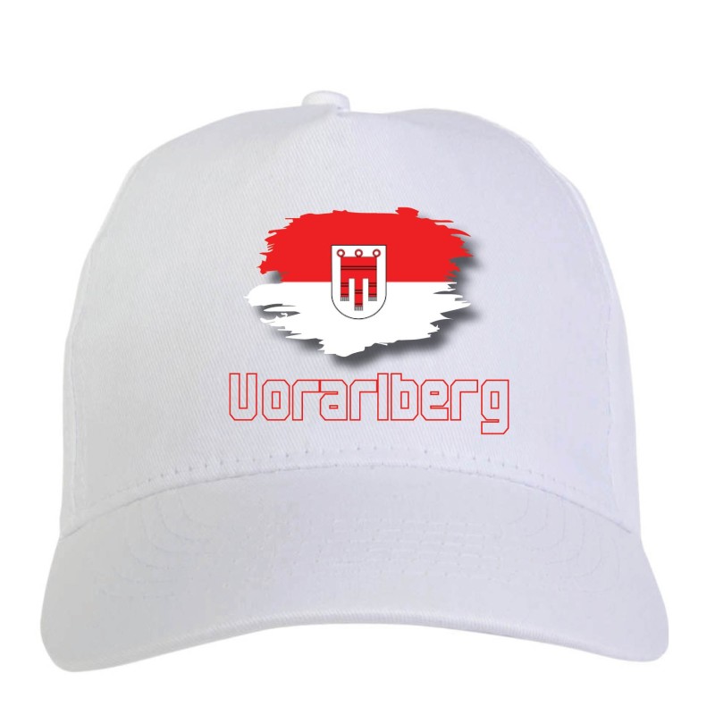 Cappellino bianco Voralberg Austria bandiera chiusura velcro - sportivo ultras, in poliestere