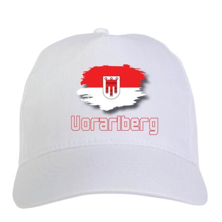 Cappellino bianco Voralberg Austria bandiera chiusura velcro - sportivo ultras, in poliestere