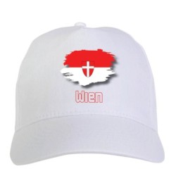 Cappellino bianco Wien Austria bandiera chiusura velcro - sportivo ultras, in poliestere