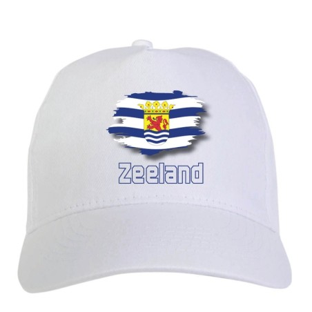 Cappellino bianco Zeeland Olanda bandiera chiusura velcro - sportivo ultras, in poliestere