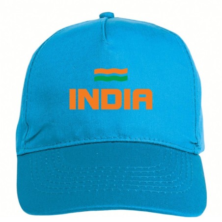 Cappellino India bandiera ricamata chiusura in velcro - sportivo ultras, in poliestere